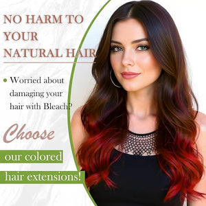 RUNATURE Red Tape in Hair Extensions Human Hair 16 Inch 25g Colored Human Hair Tape in Extensions for Highlight Party Straight Remy Natural Red Hair Extensions 10pcs