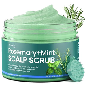 Rosemary Mint Scalp Scrub &amp Shampoo - 2-in-1 Exfoliating Hair Treatment with Silicone Scalp Massager