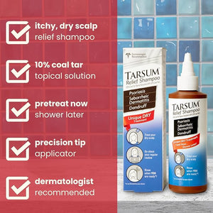 Tarsum Extra Strength Psoriasis Shampoo - Coal Tar Shampoo and Conditioner for Scalp Psoriasis, Seborrheic Dermatitis, Severe Dandruff, &amp; Eczema - Exfoliating Relief for Flaky, &amp; Itchy Scalp (