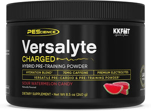 PEScience Versalyte Charged Electrolyte Powder with Caffeine Sugar Free Sour Watermelon Candy 30 Servings Packets Hydration Powder Plus Energy for Hybrid Training