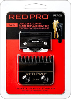 RED Pro Professional Replacement Kit for Cordless Hair Clipper 2 Hole Detachable Replacement Blades Durable DLC (Diamond Like Carbon) Black Titanium Coated Blades (Taper Black)