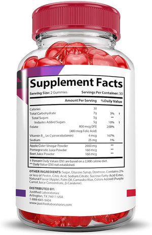 Justified Laboratories (5 Pack Premier Keto ACV Gummies Advanced Extreme 2000MG Premier Keto Gummies Apple Cider Vinegar Formulated with Pomegranate Beet Juice Powder B12 Vegan Non GMO 300 Gummys