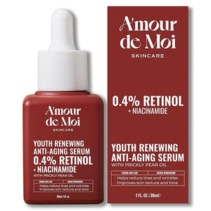ADM Anti Aging Pure Retinol Serum For Face with Niacinamide - Resurfacing Smoothing Fine Lines Wrinkles Acne Scars - Moisturizing Facial Skincare Treatment for Sensitive Skin - 1oz