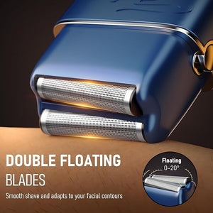 Electric Razor for Men Electric Shaver for Men Upgraded Foil Shaver with 3 Adjustable Speeds Type-C Rechargeable Close Shave Beard Trimmer IPX7 Waterproof Wet/Dry Travel Lock (Blue)