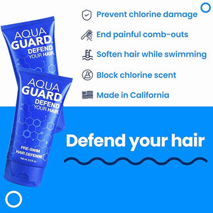 AQUA GUARD Pre-Swim Hair Defense | No More Swim Hair | Prevents Chlorine Damage + Softens Hair While Swimming | Made in California | Color Safe Leaves Hair Smelling Great | 5.3 oz (2 Pack)
