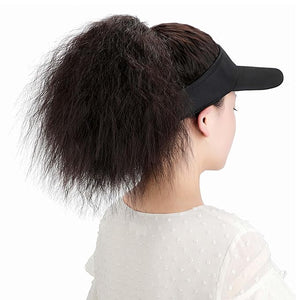Hat Wig for Women Baseball Cap Wig with Curly Synthetic Hair Extensions Ponytail Cap wig Sun Hat with Hair