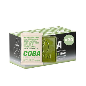 COBA Caffeinated Coffee Chocolate [1 Bar = 1 Cup of Matcha] - Energy Boost Portable All Natural Caffeine for Gym Travel Daily Use - Gluten Free Non GMO (20 Pack Matcha)