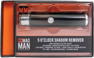 Mad Man Portable Electric Mini Shaver - 5 O'Clock Shadow Remover USB Rechargeable Travel Rotary Razor for Men - Compact &amp Cordless Personal Grooming Tool - Gunmetal Grey