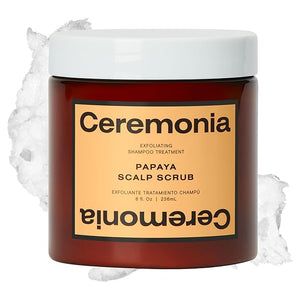 Ceremonia Papaya Scalp Scrub Exfoliating Shampoo Treatment with Papaya Enzymes Pink Salt Detox 8 Fl Oz | 236 mL
