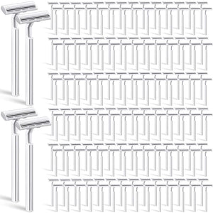300 Pieces Disposable Razors Bulk for Men Women Individually Wrapped Stainless Steel Hotel Guest Shaving Razors Safety Twin Blades for House Travel Home Use Portable, White