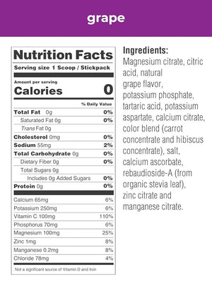 Ultima Replenisher Hydrating Electrolyte Powder Grape 20 Count Box no Sugar no Carbs no Calories Keto Gluten-Free Non-GMO Vegan