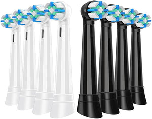 8 Count IO Replacement Heads Compatible with Oral B IO 2/3/4/5/6/7/8/9/10 Series Electric Toothbrushes, Medium Softness Brush Heads Compatible with Oral B iO for Teeth and Gums Care (Black White)