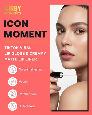 Lip Kit Duo ? Icon Moment- TikTok-Viral Precision Liner &amp; Glossy Liquid Lipstick, Clean 2-Step Set with Hydrating Long-Wear Color ? Bold Inclusive Beauty for Everyday Konfidence