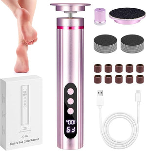 Electric Foot Callus Remover 2 in 1 Callus Remover for Feet 9 Adjustable Speeds with Sandpaper Disk and Nail Drill Bits Digital Display Rechargeable Pedicure Tools for Dead Skin(Pink)