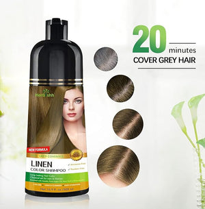 Herbishh Hair Color Shampoo - Magic Gray Hair Dye Long-Lasting 3-in-1 Coloring Formula 500ml Ammonia-Free (Linen)