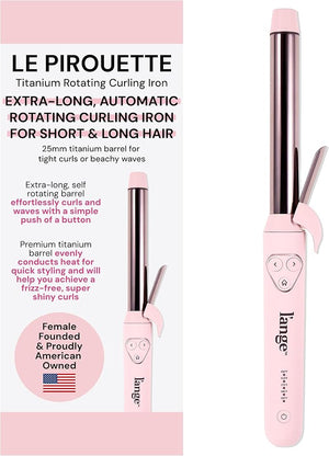 L'ANGE HAIR Le Pirouette 25MM Titanium Rotating Curling Iron Self-Rotating Curler | Curls and Waves for Beginners and Pros | Premium Titanium 1 Inch Barrel | Blush