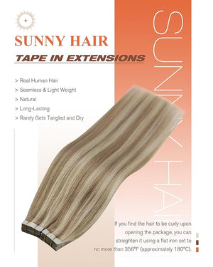 Sunny Hair Tape in Hair Extensions Human Hair Blonde Hair Extensions Tape in Highlight Blonde Human Hair Tape in Extensions 22 inch 50G
