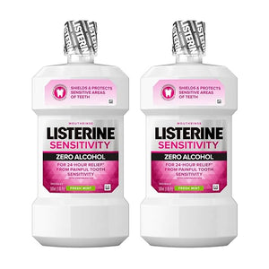 Listerine Sensitivity Alcohol Free Mouthwash for Sensitive Teeth Bad Breath Treatment Oral Rinse for Adults Fresh Mint Flavor 500 mL 2 Pack