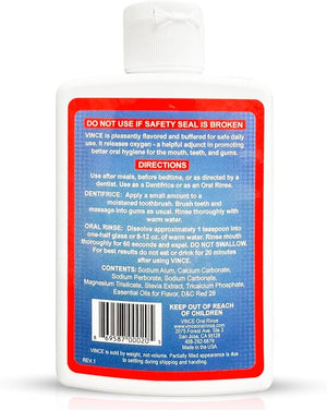 Vince Gum and Mouth Powder - Daily Use Dentifrice - Oxygenating Bubbles - Bad Breath - Gingivitis - Irritated or Bleeding Gums - Canker Sore - Inflammation - Wounds - Cleanse &amp Refresh - 4 Ounce