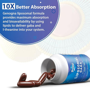 Liposomal GABA with L-Theanine 1200mg - 2 Pack High Bioavailable GABA Supplements120 Capsules for Adults
