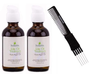 HOLISTIX by Retro Hair Lite Oil Treatment Made with Pure ARGAN OIL Light Hair Serum (w/Sleek Premium Carbon Teasing Comb) Holistic Moroccan Morocco (4.0 oz (PACK OF 2))