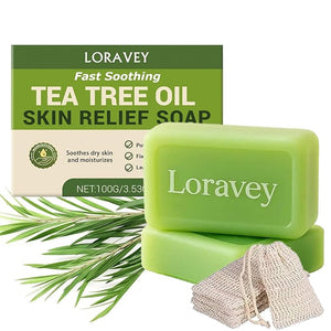 Antifungal Relief Soap Bar Tea Tree Oil Soap Natural Foot &amp Body Soaps for Healthy SkinRelief Soap Bar Infused with Tea Tree OilGentle Exfoliating Bar Soap for Men Women3.5oz (2 3.5OZ)