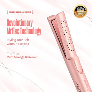 Hair Straightener and Curler 2 in 1 by BeKind Flex 360¡Æ Hair Styler Flat Iron for All Styles Floating Plates Design Airflex Lower Temp for Better Styling Gift for Girls and Women (Peach)