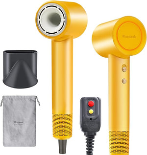 High Speed Hair Dryer - Ionic Hair Dryer for Women with brushless Motor Fast Drying Low Noise Blow Dryer with Magnetic Nozzle Suitable for Home Travel and Salon use (Yellow)