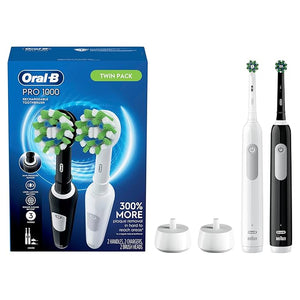 Oral-B Pro 1000 CrossAction Electric Toothbrush Black and White 2 Count