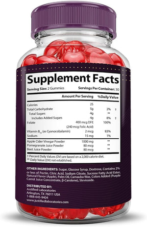 Justified Laboratories (2 Pack X10 Boost Keto ACV Gummies Extreme 2000MG X 10 Boost Keto Gummies Apple Cider Vinegar Formulated with Pomegranate Beet Juice Powder B12 Vegan Non GMO 120 Gummys