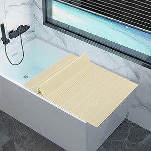 59x27.5in Bathtub Tray Foldable Bathtub Cover Bath Insulation Cover PVC Dustproof Shutter Bath Lid Cover Fit Most Tubs Can Hold Wine Glass Books Tablets CellphonesYellow