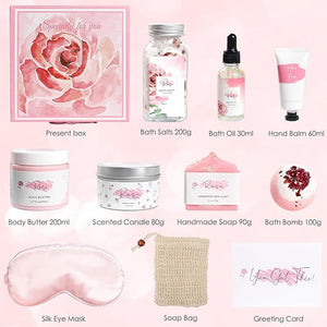 Mother's Day GiftsRose Spa Gifts Set Bath Gifts Set for Women Relaxing Spa Gift Basket for Women Self Care Package Home Spa Products Birthday Gifts for Mom Mother's Day (Rose)
