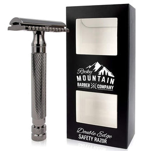 Men's Double Edge Safety Razor - Premium Heavy Duty Safety Razor 3 Piece Closed Comb Design For a Closer Shave - Made with Brass &amp Metal Finish by Rocky Mountain Barber Company
