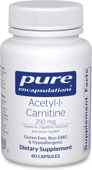 Pure Encapsulations Acetyl-L-Carnitine 250 mg - Memory &amp; Brain Supplement - Brain Support &amp; Focus* - Gluten Free &amp; Non-GMO - 60 Capsules