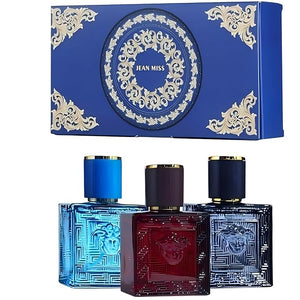 Mini Men's Perfume Eros Gift Set 3 Pieces Pheromone Cologne for Men Eau De Parfum Body Spray with Fruity and Floral Long Lasting FragrancesTravel Size 3x30ml