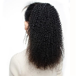 Hair Buns Hair Piece 12-26 Inches Afro Curly Ponytail Hair Extensions with Drawstring Hair Comb Wig Brazilian Real Hair for Black Women Hair Accessories For Girls ( Color : Black  Size : 26Inch 100g