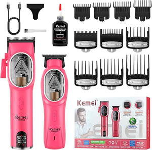 KEMEI Professional Hair Clippers Set for Men Electric Clippers Kit and Trimmers Set Cordless Haircut Clippers Rechargeable Hair Cutting Tools with LED Display Gifts for Men