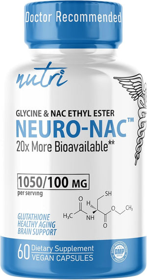 Neuro NAC Supplement N-Acetyl Cysteine Ethyl Ester - 20x More Bioavailable Than NAC 600 mg - Boost Glutathione 10x More Than Liposomal Glutathione - N Acetyl Cysteine Ethyl Ester - NACET (60 Capsules)