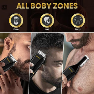 PRITECH Beard Trimmer for Men6 in 1 Hair Clippers Kit Precision Cordless Grooming Kit Waterproof IPX6 for Beard Hair Body Nose Ear with Foil Razor (Black)