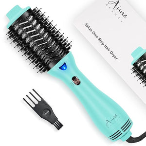 Hot Air Brush Aima Beauty Professional One Step Hair Dryer &amp Volumizer 4 in 1 Upgrade Anti-Scald Negative Ionic Technology for All Hair Types Light Green