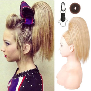 SEIKEA Cheer Ponytail Hair Piece 10 Straight Tangle-Resistant Smooth Natural Blonde Cheerleader Hairpiece Ponytail Extension for Cheer Competition Dance Performance Champagne Blonde