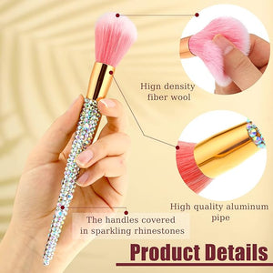 Rtteri 13 Pcs Rhinestone Silver Makeup Brushes Set Yellow Bling Crystal Professional Face Cosmetics Blending Liquid Foundation Powder Concealer Eye Shadows Make up Beauty Tool Glitter with Holder