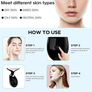Red Light Therapy for Face 7 Color LED Facial Light Therapy Wand for Skin Care at Home Blue Light Therapy Face Massager Tool for Neck (Black)