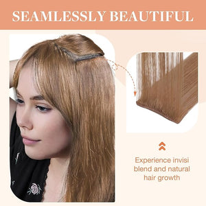 GOO GOO Invisi Edge Clip in Hair Extensions 18inch 120g 7Pcs Injected Seamless PU Clip in Hair Extensions, Virgin Real Human Hair, #15 Rose Gold