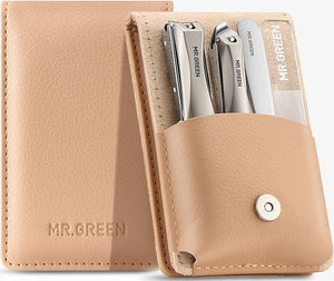 MR.GREEN Nail Clippers, Upgraded Anti-Splash Nail Clipper Set with Nail File and Tweezers &amp; Catcher, Professional Practical Manicure Nail Care Kit with Exquisite Leather Case for Men &amp; Women