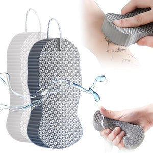 Magic Exfoliating Body Scrubber 2026 New 3D Super Soft Exfoliating Bath Sponge Skin Friendly and Reusable for Adults Women and Men for Body Removes Dead Skin (White+Grey)