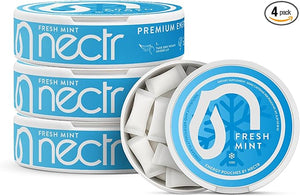 Nectr Energy 50mg Caffeine Pouches - Fresh Mint Flavored, Sugar-Free Brain Treats. 20x Mini Nicotine-Free Pouches Per Puck. Fast Focus &amp; Energy Supplement - 4 Pack