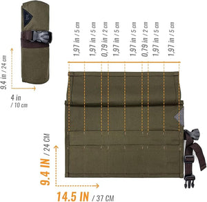 Under NY Sky Salon Scissors Roll Up Holder ? Professional Canvas Pouch Case for Hair Stylists, Barbers &amp; Hairdressers ? Portable Storage Organizer for Hair Cutting Shears &amp; Salon Tools - Green