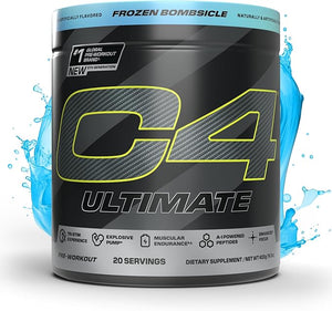 Cellucor C4 Ultimate Pre Workout Powder - Sugar Free Preworkout Energy Supplement for Men &amp; Women - 300mg Caffeine + TeaCrine + Dynamine + Creatine - Frozen Bombsicle, 20 Servings