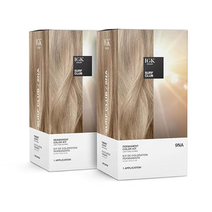 IGK Permanent Hair Color Kit | 9NA Surf Club - Light Cool Blonde | 100% Gray Color Coverage + Strengthen + Shine | Ammonia Free